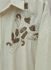 Çiçek Boncuk Desenli Düğmeli Çilek Gömlek -Bej-Tunik-199-259-R56