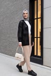 Çiçek Detaylı Ajurlu Örme Triko Hırka -Siyah