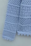 Çiçek Nakışlı Ajurlu Desenli Triko Kazak -Bebe Mavi-Kazak-109-1229-R32