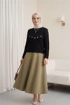 Çiçek Nakışlı Ajurlu Desenli Triko Kazak -Siyah-Kazak-109-1229-R01