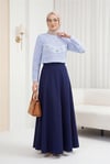 Çiçek Nakışlı Ajurlu Desenli Triko Kazak -Bebe Mavi-Kazak-109-1229-R32
