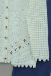 Çiçek Nakışlı Ajurlu Triko Hırka -Ekru-Hırka-109-0992-R07