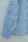 Çiçek Nakışlı Fistolu Düğmeli Mira Gömlek -Bebe Mavi-Gömlek-426-030-R32