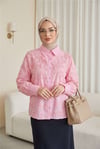 Çiçek Nakışlı Fistolu Düğmeli Mira Gömlek -Pembe-Gömlek-426-030-R20