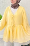 Çift Bağlamalı İçi Astarlı Modal Kimono -Sarı-Kimono&Kaftan-307-2389-R22