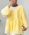 Çift Bağlamalı İçi Astarlı Modal Kimono -Sarı-Kimono&Kaftan-307-2389-R22