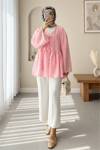 KİMONO&KAFTAN-Çift Bağlamalı İçi Astarlı Modal Kimono -Pembe-307-2389-R20