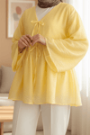 Çift Bağlamalı İçi Astarlı Modal Kimono -Sarı-Kimono&Kaftan-307-2389-R22