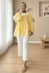 Çift Bağlamalı İçi Astarlı Modal Kimono -Sarı-Kimono&Kaftan-307-2389-R22