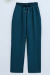 Çift Cepli Beli Lastikli Bağcık Detaylı Pantolon  -Zümrüt-Pantolon-326-9093-R17