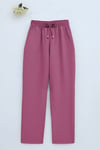 Çift Cepli Beli Lastikli Bağcık Detaylı Pantolon  -Pembe-Pantolon-326-9093-R20