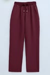 Çift Cepli Beli Lastikli Bağcık Detaylı Pantolon  -Bordo-Pantolon-326-9093-R04