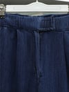Çift Cepli Beli Lastikli Cırtlı Pileli Pantolon  -İndigo-Pantolon-417-17852-R21