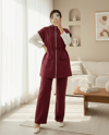Çift Cepli Fermuarlı Lastik Detaylı Kısakollu Scuba Takım  -Bordo-Takım-349-7091-R04