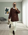 Ceket-Çift Cepli Önü Düğmeli Kaşe Ceket -Kahve-307-0017-R15