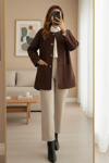 Çift Cepli Önü Düğmeli Kaşe Ceket -Kahve-Ceket-307-0017-R15