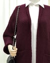 Çift Cepli Uzun Triko Hırka -Bordo-Hırka-109-0917-R04