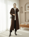 Çift Cepli Uzun Triko Hırka -Kahve-Hırka-109-0917-R15