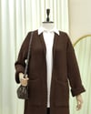 Çift Cepli Uzun Triko Hırka -Kahve-Hırka-109-0917-R15