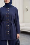 Çift Çıtçıt Detaylı Yuvarlak Yaka Bol Paça Pantolonlu Modal Takım -Laci-Takım-403-3070-R03
