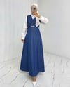 Çift Düğmeli Kemerli Kot Jile -İndigo-Elbise-186-718-R21