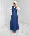 Çift Düğmeli Kemerli Kot Jile -İndigo-Elbise-186-718-R21