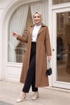 Çift Düğmeli Kemerli Trençkot -Taba-Trençkot-197-4901-R12