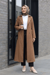 Çift Düğmeli Kemerli Trençkot -Taba-Trençkot-197-4901-R12