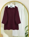 Çift Düğmeli Salaş Triko Panço -Bordo-Hırka-109-9770-R04