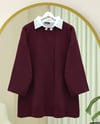 Çift Düğmeli Salaş Triko Panço -Bordo-Hırka-109-9770-R04