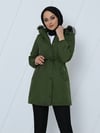 معطف قصير بغطاء رأس وأكمام وجيوب مطاطية - كاكي-Kısa Kaban-192-2147-R05