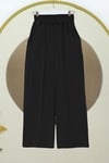 Çımalı Beli Lastikli Kadife Pantolon -Siyah-Pantolon-349-6031-R01