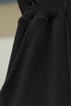 Çımalı Beli Lastikli Kadife Pantolon -Siyah-Pantolon-349-6031-R01