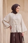 Çin Düğümü Kapamalı Hakim Yaka Paraşüt Kimono -Taş rengi