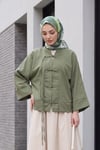 Çin Düğümü Kapamalı Hakim Yaka Paraşüt Kimono -Haki