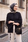Çin Düğümü Kapamalı Hakim Yaka Paraşüt Kimono -Siyah