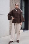 Çin Düğümü Kapamalı Hakim Yaka Paraşüt Kimono -Kahverengi