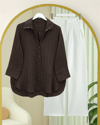 Çizgi Desen Oval Kesim Krinkıl Gömlek -Kahve-Gömlek-317-2416-R15