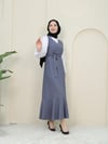 Çizgili Beli Kuşaklı Gömlek Jile Takım -Gri-Jile Elbise-349-5063-R11