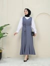 Çizgili Beli Kuşaklı Gömlek Jile Takım -Gri-Jile Elbise-349-5063-R11