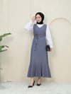 Çizgili Beli Kuşaklı Gömlek Jile Takım -Gri-Jile Elbise-349-5063-R11
