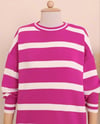 تونيك حجاب شتوي مخطط - فوشيا-Triko Tunik-109-9509-R14