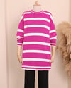 تونيك حجاب شتوي مخطط - فوشيا-Triko Tunik-109-9509-R14