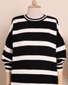 Çizgili Kışlık Tesettür Triko Tunik -Siyah-Triko Tunik-109-9509-R01