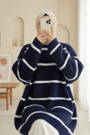 Çizgili Salaş Sakallı Triko Tunik -Laci-Tunik-295-18002-R03