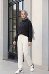 Çizgili Yırtmaçlı Salaş Linda Gömlek   -Siyah