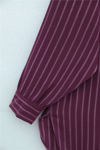 Çizgili Yırtmaçlı Salaş Linda Gömlek -Bordo-Gömlek-277-4013-R04