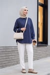 Çizgili Yırtmaçlı Salaş Linda Gömlek -Laci-Gömlek-277-4013-R03