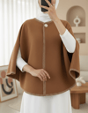 Çoban Dikişli Cepli Kaşe Panço -Açık Kahve-Trençkot-307-0018-R76