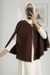 Çoban Dikişli Cepli Kaşe Panço -Kahve-Trençkot-307-0018-R15
